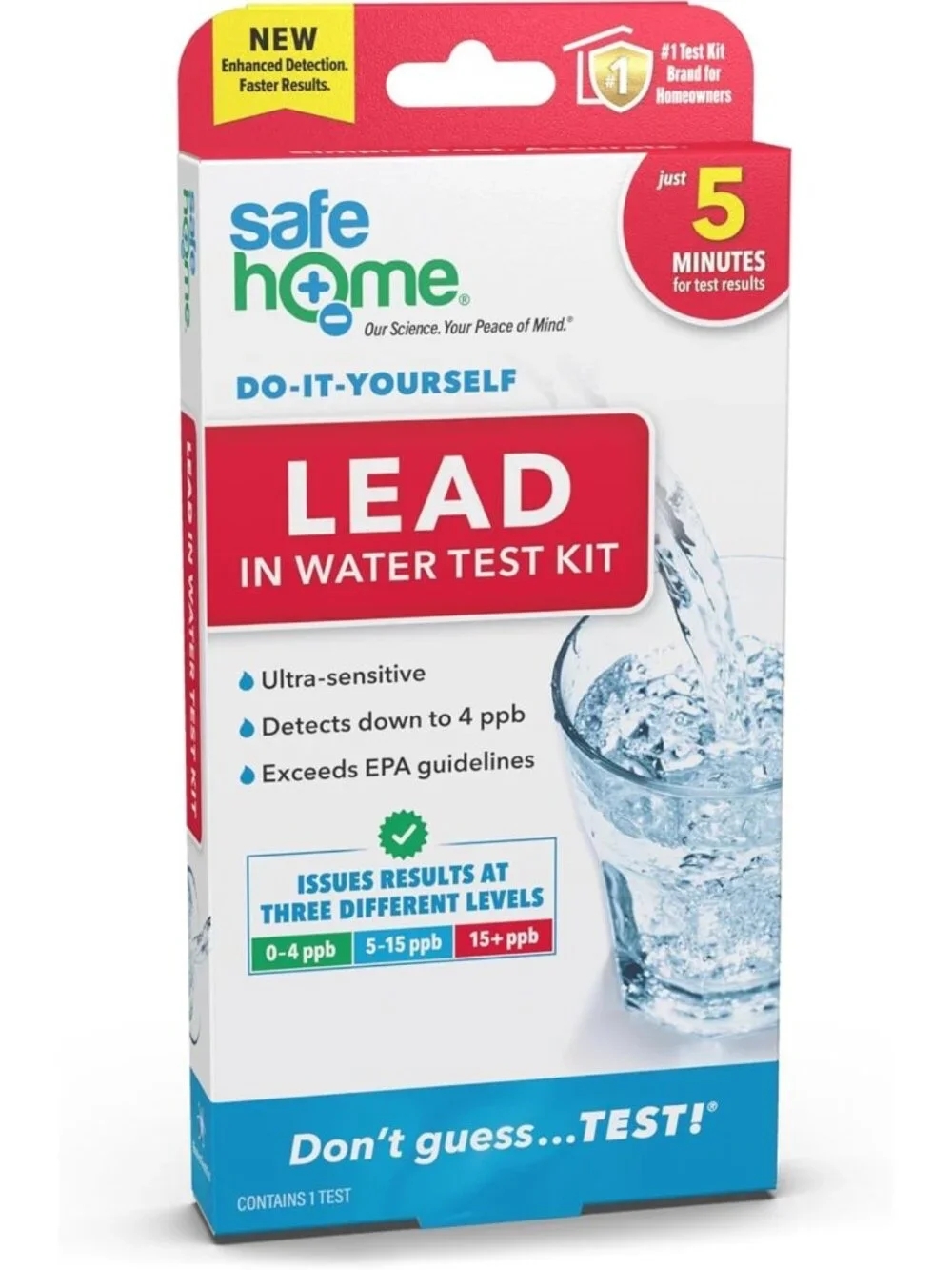DIY Lead Water Test Kit – Fast 5-Minute Results, EPA Certified, 3 Testing Levels